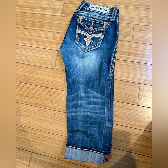Rock Revival Angie Capri Washed Navy Blue Jeans Size 27 - Picture 2 of 11